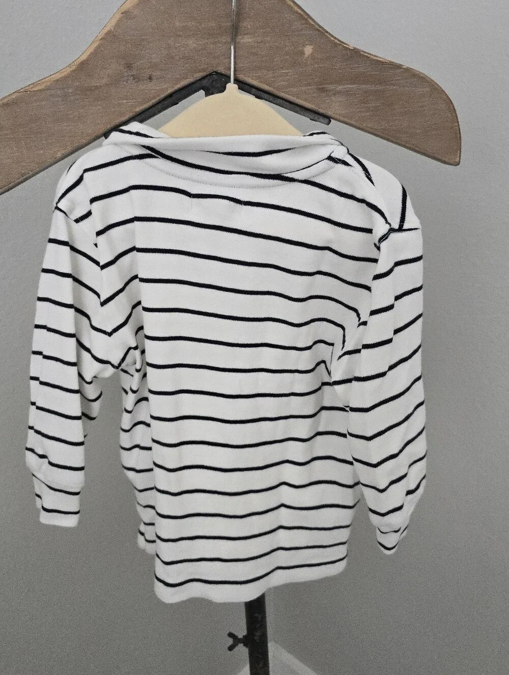 Ralph Lauren Kids White & Navy Striped Half-Zip Pullover 24 Months